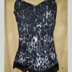 Lace tank top with built in pushup bra,